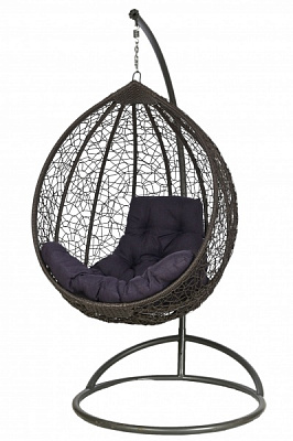 Крісло-кокон ротанг антрацит 120х110х80 см