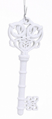 Подвеска Ключик 3Д белая присыпка 15 см белый