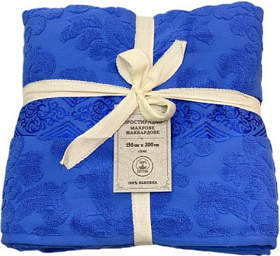 Простирадло махрове жакард 200x220 см синій