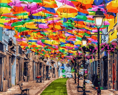 Картина по номерам Улица зонтиков bk_1284 40x50 см BookOpt 