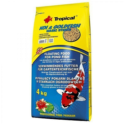 Корм Tropical для прудовых рыб в палочках Koi & Goldfish Basic Sticks 4 кг (для всех прудовых рыб)
