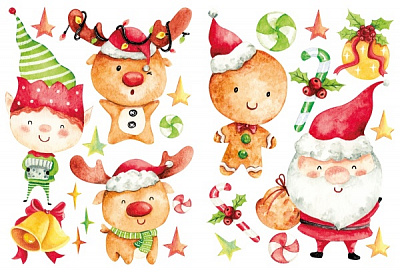 Декоративна наліпка Design stickers Кумедні Санти 2 аркуша у наборі 59,4x42 см