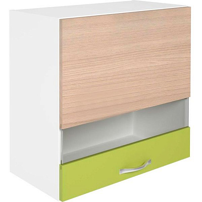 Шафа верхня МС Варшава В 60/60/30-вітрина ясень шимо світлий/лайм Грейд