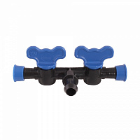 Кран проходной двойной с поджатием для соединения капельной ленты Sertsan 17x16x17