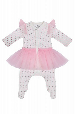 Комбинезон детский Sasha р.62 молочный/розовый 4567 