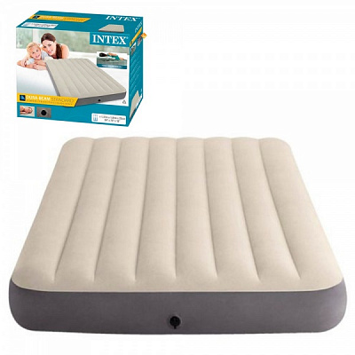 Кровать надувная Intex 64102 191х137 см серый