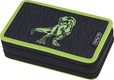 Пенал 23 предм Double Dino Green Динозавр 50014262 Herlitz черный