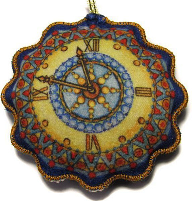 Подвеска фетровая Звездочка Часы синяя 9 см