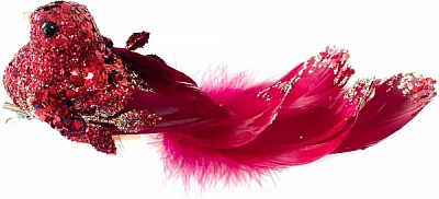 Декорация Dalian Everglory птичка королевская 22 см бордовый EYJY-20A8012