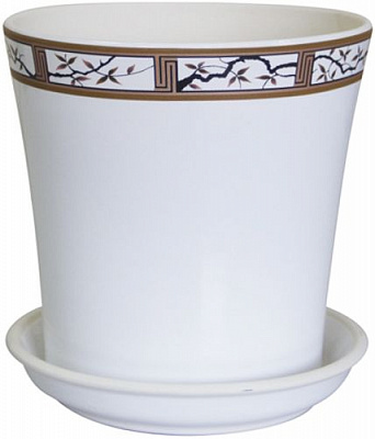 Горщик керамічний Оріана-Запоріжкераміка Вуаль сакура круглий 1л білий (071-1-041)