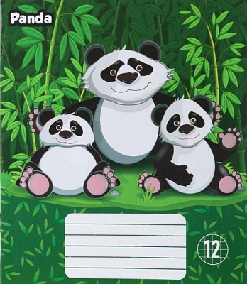 Тетрадь школьная 12 листов в клетку Panda