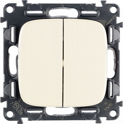 Вимикач прохідний двоклавішний Legrand Allure без підсвітки 10 А 250В кремовий 752808