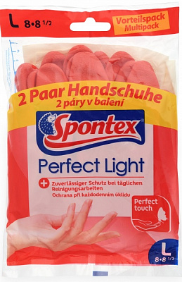 Перчатки латексные SPONTEX PERFECT LIGHT стандартные крепкие р.L 2 пар/уп. 