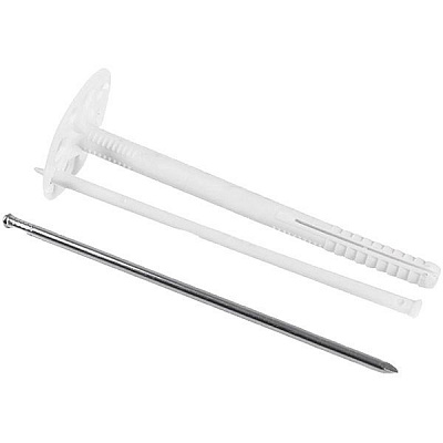 Дюбель для теплоизоляциидля минеральной ваты с металлическим гвоздем 10x160 мм 50 шт. и термоголовкой BauGut