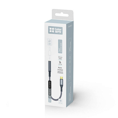 Адаптер для навушників ColorWay 0,14 м grey (CW-AD-CJ)