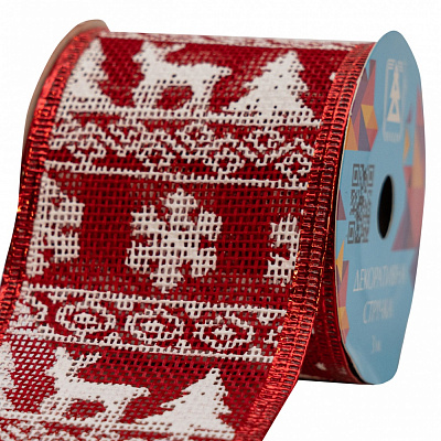 Лента декоративная красная 082574