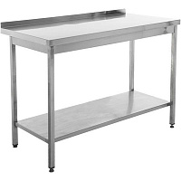 Стол производственный с полкой и бортиком Tehma 1200x600x850 мм нержавеющая сталь
