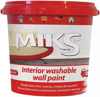 Краска MIKS Color Washable wall белый 1л 1,4кг