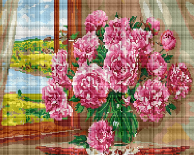Алмазна мозаїка Яскраві піони 40x50 см DBS9904 Brushme