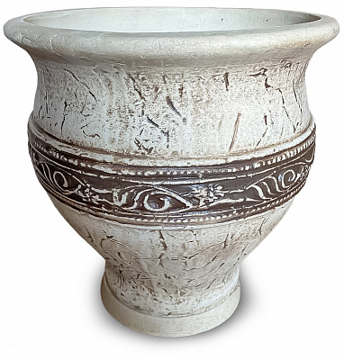 Горщик посадковий шамот Венеція круглий античний коричневий із білим 30 л Наша Кераміка