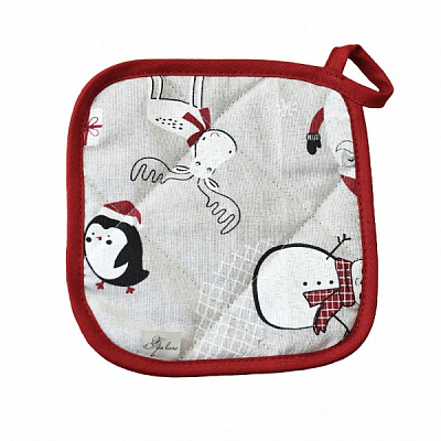 Прихватка Новогодняя 20x20 см бежево-красный Прованс 