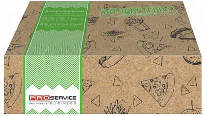 Салфетки столовые PROservice влажные антибактериальные в саше бокс фаст фуд 16х12 см 80 шт.