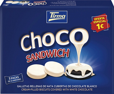 Печенье Tirma со сливочной начинкой в белом шоколаде (8410085886543) 120 г 