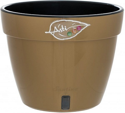 Горщик пластиковий Santino Асти круглий 2,5л золотистий/чорний