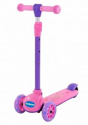 Самокат TORINO детский с фонариком розовый с фиолетовым TSFL-006 