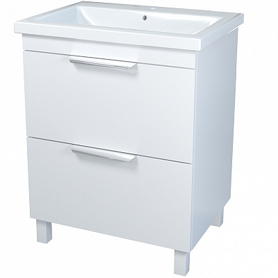 Тумба на ніжках Сансервіс Каталонія-60 з умивальником Сомо-60 білий глянець