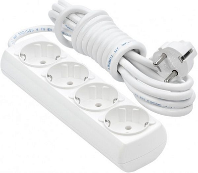 Подовжувач Borsan із заземленням 4 гн. білий 3 м BR-1554-3