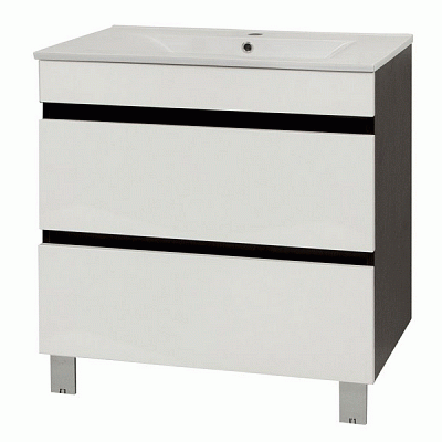 Тумба напольная Сансервіс Еліт 60-N белая-венге с умывальником Еліт 9060D