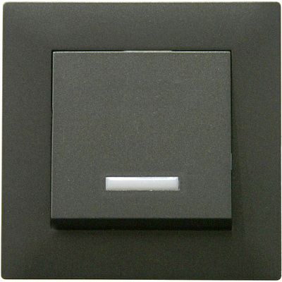 Выключатель одноклавишный Makel Rizz с подсветкой дымчатый 88050021