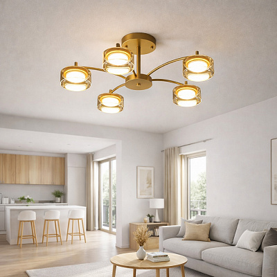 Люстра стельова LIGHT SET DUSHA MS241 5x12 Вт GX53 золото/бурштин