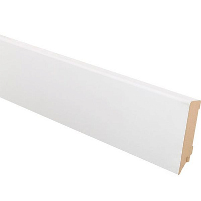 Плинтус МДФ ОМиС на кляймер белый гладкий 19x80x2400 мм 