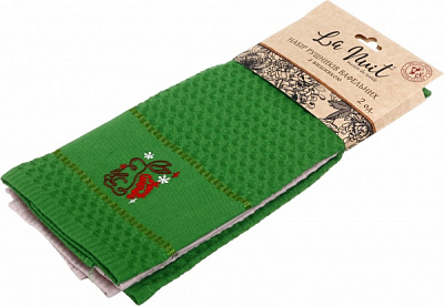 Набор полотенец вафельных с вышивкой Котик/Кролик 2 шт. 40x60 см разноцветный La Nuit 