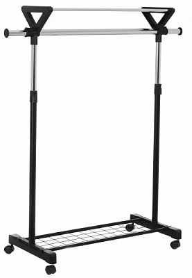 Держатель для одежды PROзапас 950х1340х430х1100 (1840) мм одинарный передвижной с нижней полкой черный