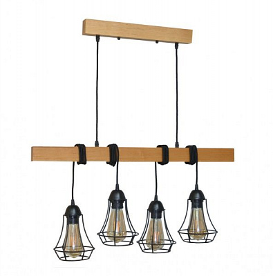 Подвес Геотон Крона 0529-4 4x60 Вт E27 дерево светлое 48756 