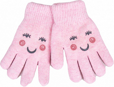 Варежки YO! смайл р.14 розовый 