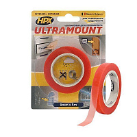 Двостороння монтажна клейка стрічка HPX ULTRA MOUNT 9x0,2 мм 5 м прозорий