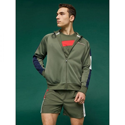 Джемпер Tommy Hilfiger Sport BLOCK FLEECE FULL ZIP HOOD S20S200271302 р. S оливковый