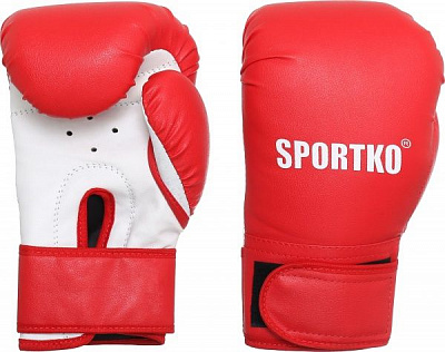 Боксерські рукавиці SPORTKO 7oz червоний із білим