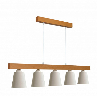 Підвіс Геотон Крона СТ180-5 5x60 Вт E27 натуральне дерево/білий 49026