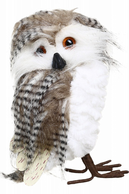 Декорация новогодняя сова перья коричневый 13х25 см