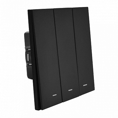 Вимикач триклавішний HausMark INO з підсвіткою чорний LS-3G LED-GP-Black