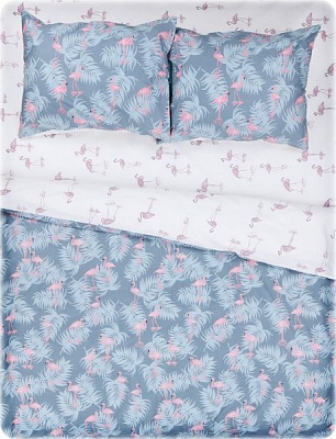 Комплект постельного белья Flamingo 2 бело-сине-розовый 