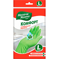 Перчатки латексные Мелочи Жизни Aloe Vera Комфорт крепкие р.L 1 пар/уп. зеленые 