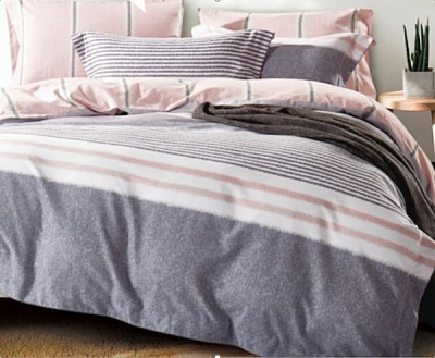 Комплект постільної білизни Taupe Stripes 193 TC 1,5 біло-сірий La Nuit