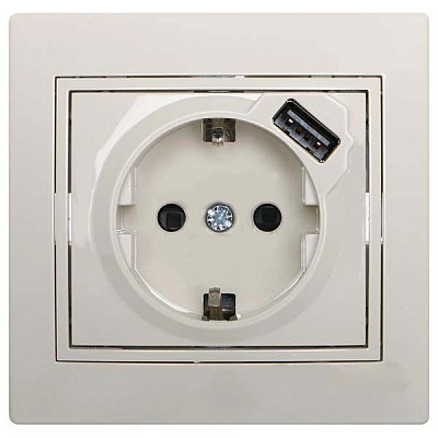 Розетка USB Lezard Mira кремовый 701-0303-181