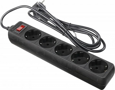 Фільтр-подовжувач Real-el RS-PROTECT із заземленням 5 гн. чорний 1,8 м RS-PROTECT 1.8m, black (REAL-E